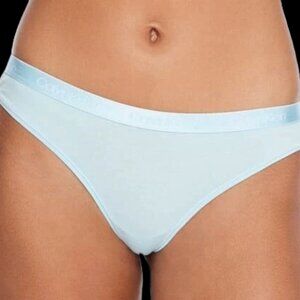 Calvin Klein Cotton Essentials Logo Thong — QD3748 — Rain Dance (450) — Medium